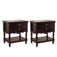 Solid Wood Night Table Open Storage Bed Nightstand with Drawer Dark Wood 2 Piece Set Clearhalo 'Bedroom Furniture' 'furn' 'furn_night_stand' 'Furniture' 'night_stand' 'Nightstands' 6070698