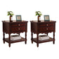 Solid Wood Night Table Open Storage Bed Nightstand with Drawer Dark Walnut 2 Piece Set Clearhalo 'Bedroom Furniture' 'furn' 'furn_night_stand' 'Furniture' 'night_stand' 'Nightstands' 6070699
