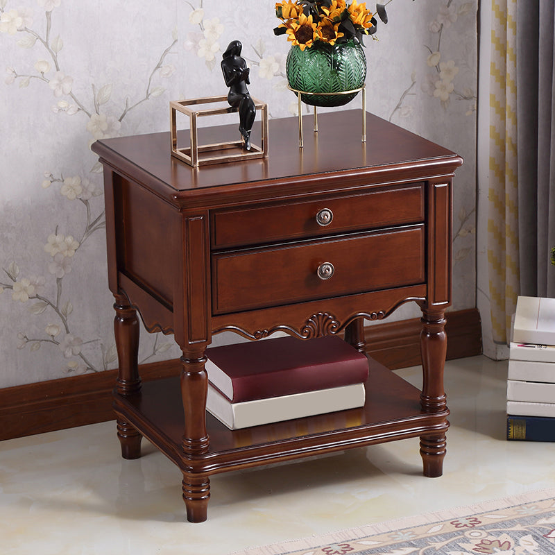 Solid Wood Night Table Open Storage Bed Nightstand with Drawer Nut-Brown 1 Piece Clearhalo 'Bedroom Furniture' 'furn' 'furn_night_stand' 'Furniture' 'night_stand' 'Nightstands' 6070706