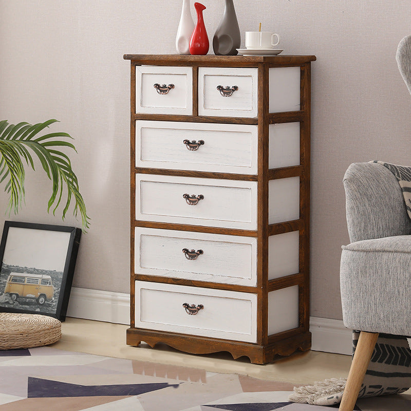 12" W Vertical Lingerie Chest Traditional Bedroom Storage Chest with Drawers 20"L x 12"W x 35"H White-Brown Clearhalo 'Bedroom Furniture' 'Dressers & Chests' 'dressers_chests' 'furn' 'furn_dressers_chests' 'Furniture' 6071006