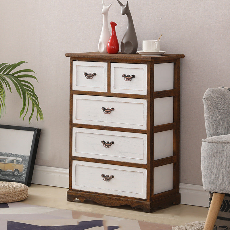 12" W Vertical Lingerie Chest Traditional Bedroom Storage Chest with Drawers 20"L x 12"W x 29"H White-Brown Clearhalo 'Bedroom Furniture' 'Dressers & Chests' 'dressers_chests' 'furn' 'furn_dressers_chests' 'Furniture' 6071020