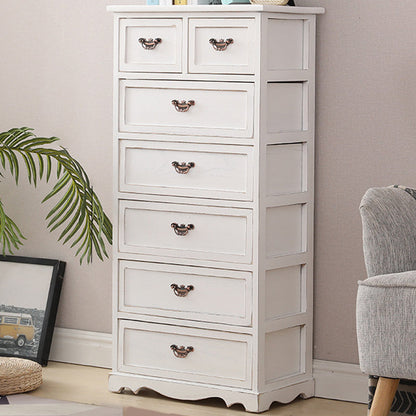 Nautical Bedroom Vertical Storage Chest Wooden Chest with Drawers 19.7"L x 11.8"W x 41.3"H White