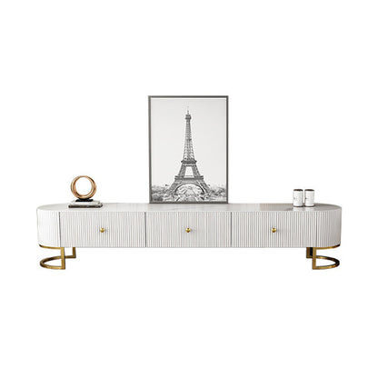 Glam Stone TV Media Stand Enclosed Storage TV Stand with Drawers for Living Room