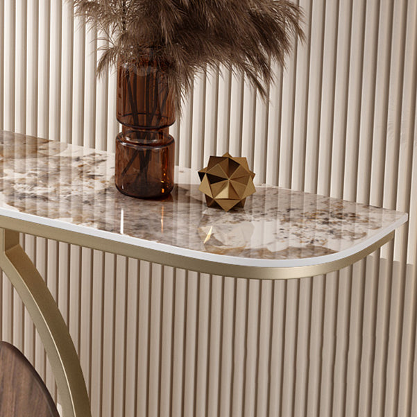 Console a mezza luna di pietra tavolo 1-scaffale 31,5 "tavolo di accento alto per sala