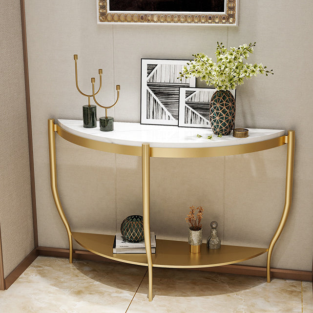 Marmor Half Moon Konsole Tabelle 2-Shelf 33,46 "hoher Akzenttisch für die Halle