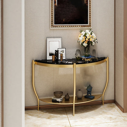 Marmor Half Moon Konsole Tabelle 2-Shelf 33,46 "hoher Akzenttisch für die Halle