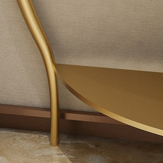 Console di mezza luna in marmo Tavolo 2-scaffali 33,46 "tavolo di accento alto per Hall