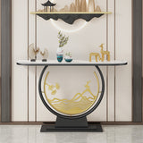 Tavolo console glam in pietra 31,5 "tavolo di accento alto