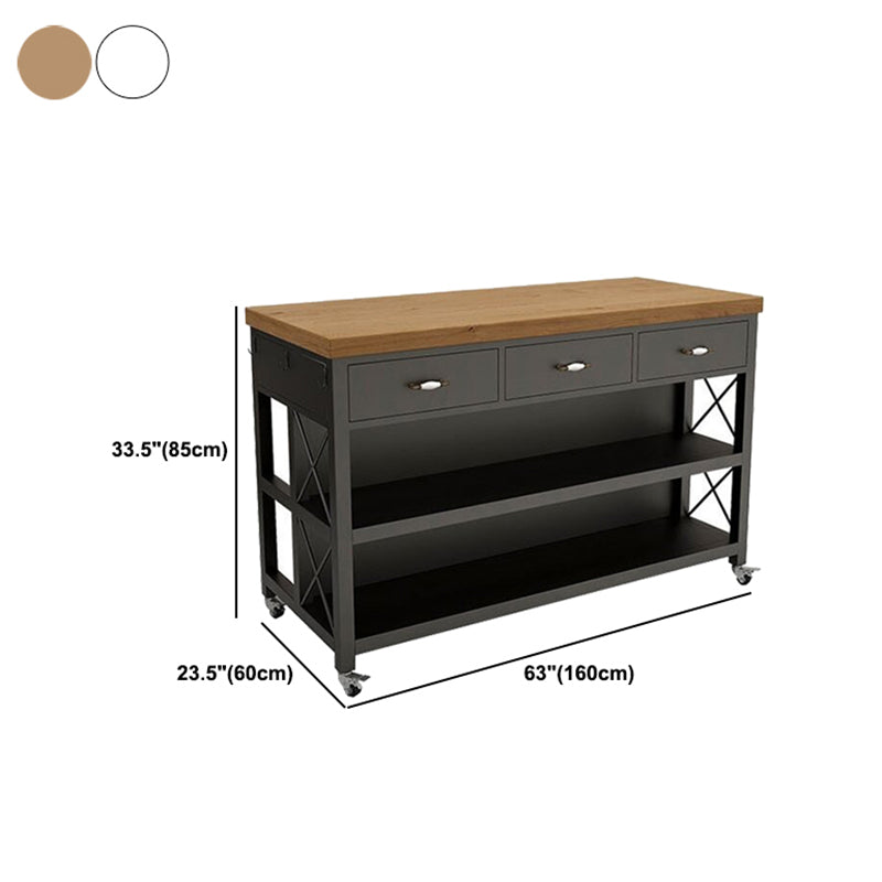 Tavolo da cucina stazionario del carrello da cucina in legno contemporaneo con deposito aperto
