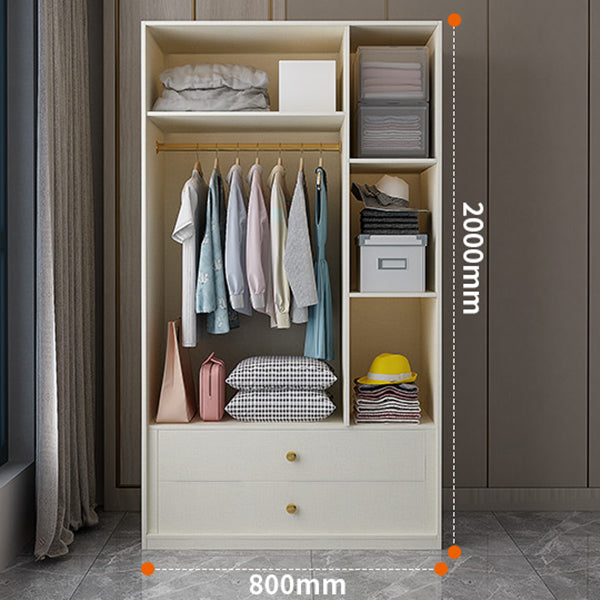 White Wooden Wardrobe Cloth Rod Included Wardrobe Closet for Home Clearhalo 'Armoires & Wardrobes' 'armoires_wardrobes' 'Bedroom Furniture' 'furn' 'furn_armoires_wardrobes' 'Furniture' 6074461