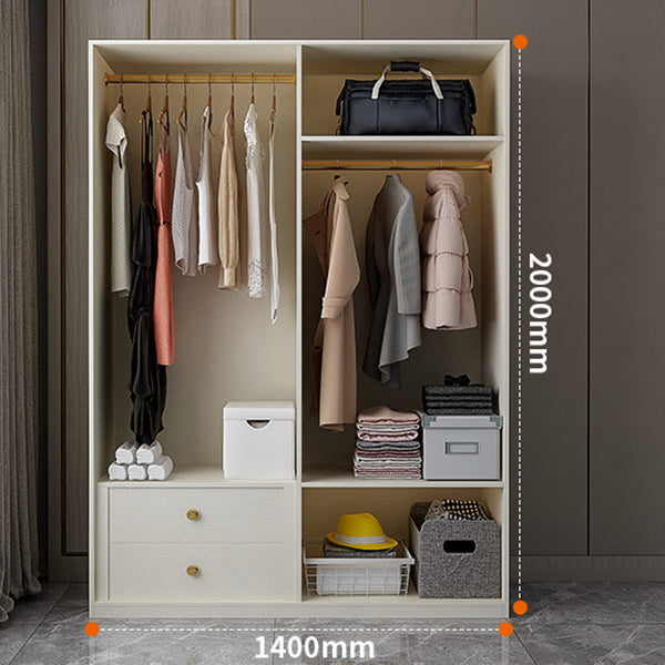 White Wooden Wardrobe Cloth Rod Included Wardrobe Closet for Home Clearhalo 'Armoires & Wardrobes' 'armoires_wardrobes' 'Bedroom Furniture' 'furn' 'furn_armoires_wardrobes' 'Furniture' 6074464