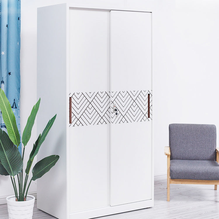 Contemporary Two Doors Wardrobe Armoire Steel Wardrobe Closet Clearhalo 'Armoires & Wardrobes' 'armoires_wardrobes' 'Bedroom Furniture' 'furn' 'furn_armoires_wardrobes' 'Furniture' 6074561