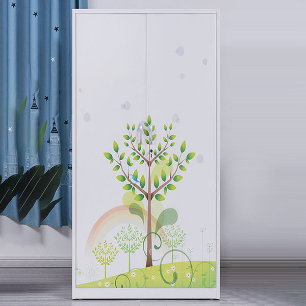 Contemporary Two Doors Wardrobe Armoire Steel Wardrobe Closet Clearhalo 'Armoires & Wardrobes' 'armoires_wardrobes' 'Bedroom Furniture' 'furn' 'furn_armoires_wardrobes' 'Furniture' 6074563