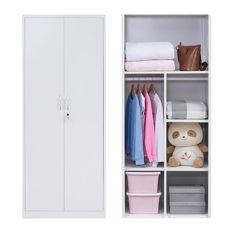 Contemporary Two Doors Wardrobe Armoire Steel Wardrobe Closet 35.4"L x 22.8"W x 77.2"H Bear Clearhalo 'Armoires & Wardrobes' 'armoires_wardrobes' 'Bedroom Furniture' 'furn' 'furn_armoires_wardrobes' 'Furniture' 6074564