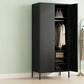 Contemporary Style Metal Wardrobe Adjustable Shelves Wardrobe Closet with Legs