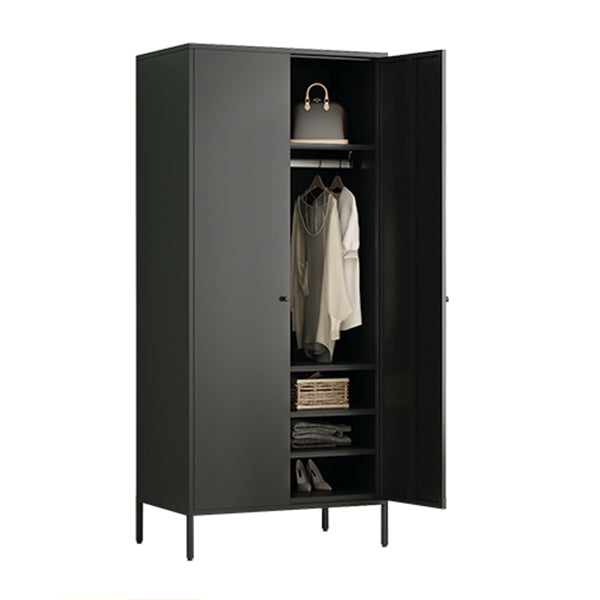 Contemporary Style Metal Wardrobe Adjustable Shelves Wardrobe Closet with Legs