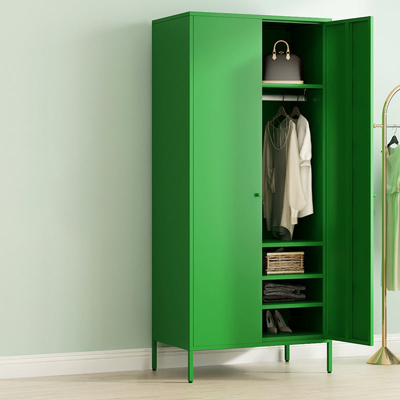 Contemporary Style Metal Wardrobe Adjustable Shelves Wardrobe Closet with Legs