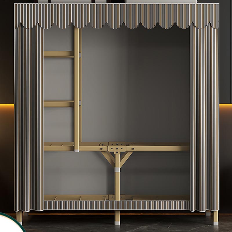 Metal Modern Cabinet for Bedroom Matte Finish Storage Cabinet 50"L x 18"W x 67"H Gray White Striped Clearhalo 'Armoires & Wardrobes' 'armoires_wardrobes' 'Bedroom Furniture' 'furn' 'furn_armoires_wardrobes' 'Furniture' 6074826