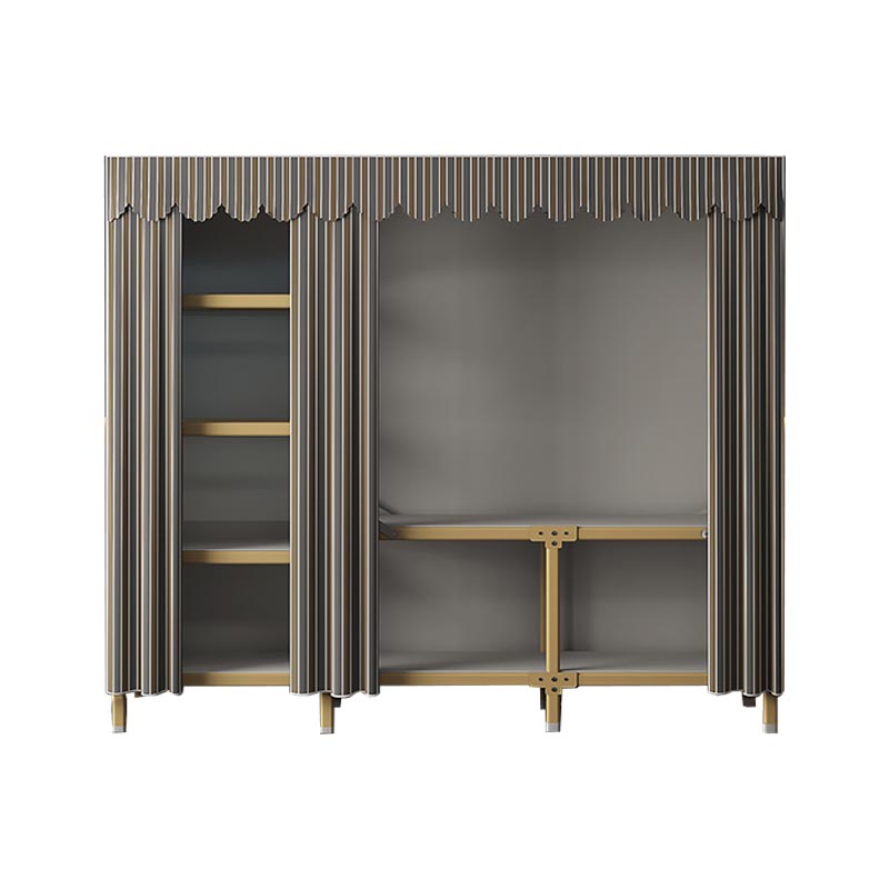 Metal Modern Cabinet for Bedroom Matte Finish Storage Cabinet 64.2"L x 17.7"W x 66.9"H Gray White Striped Clearhalo 'Armoires & Wardrobes' 'armoires_wardrobes' 'Bedroom Furniture' 'furn' 'furn_armoires_wardrobes' 'Furniture' 6074837