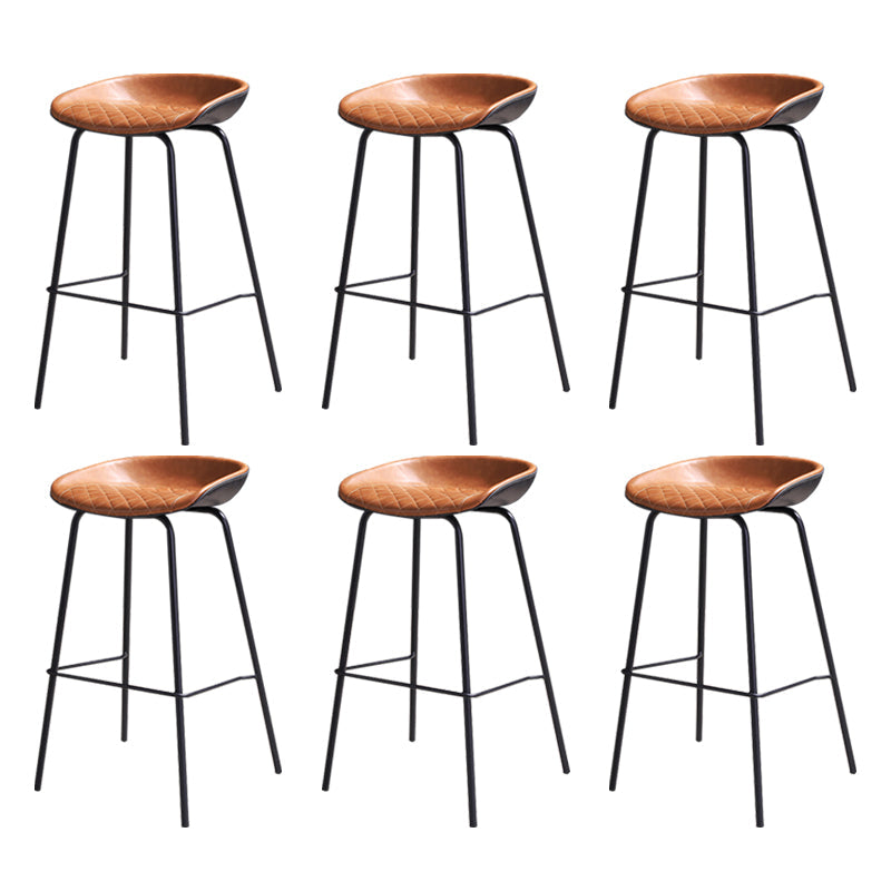 Contemporary Leather Counter Stools Metal Bar Stool for Living Room