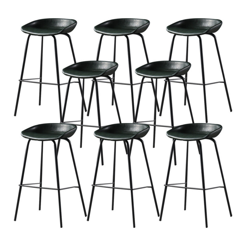 Contemporary Leather Counter Stools Metal Bar Stool for Living Room