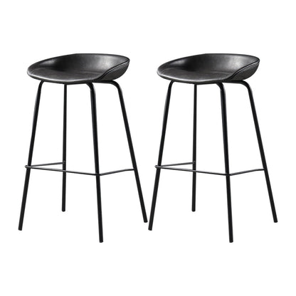 Contemporary Leather Counter Stools Metal Bar Stool for Living Room
