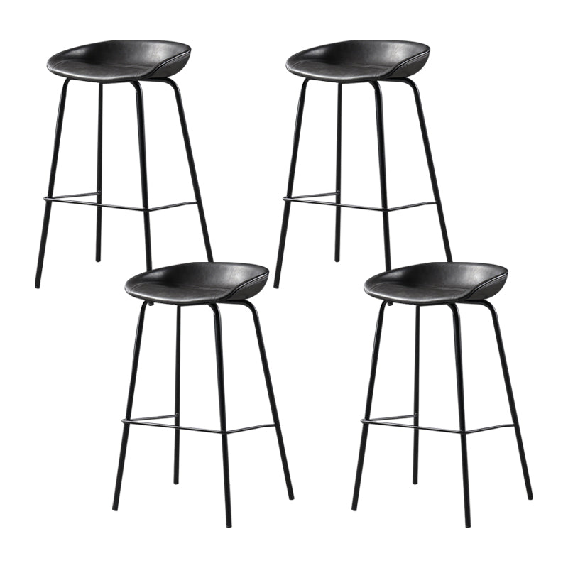 Contemporary Leather Counter Stools Metal Bar Stool for Living Room