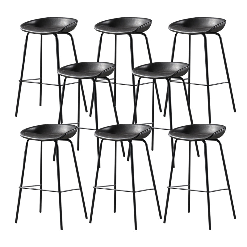 Contemporary Leather Counter Stools Metal Bar Stool for Living Room