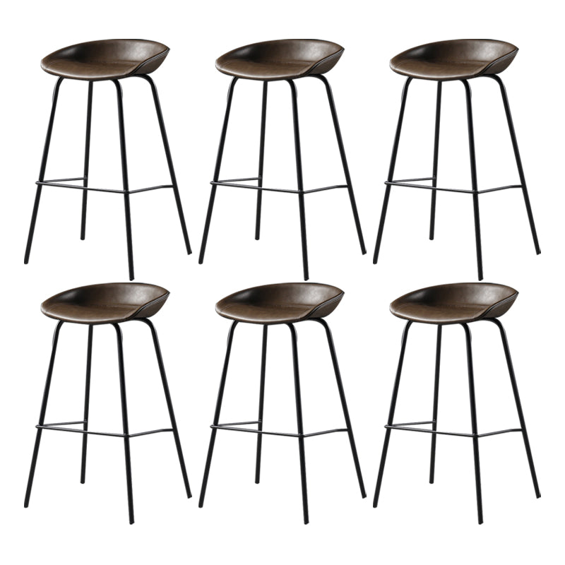 Contemporary Leather Counter Stools Metal Bar Stool for Living Room
