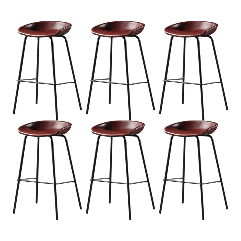 Contemporary Leather Counter Stools Metal Bar Stool for Living Room