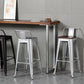 Footrest Backrest Counter-height Stool Industrial Wood and Metal Counter Chair in Silver