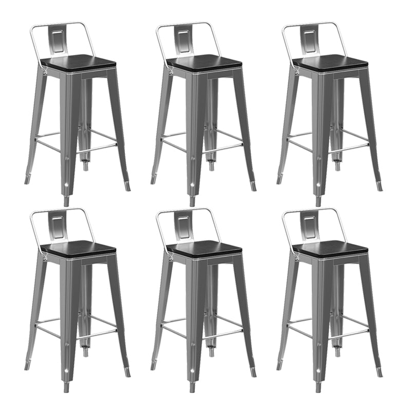 Footrest Backrest Counter-height Stool Industrial Wood and Metal Counter Chair in Silver