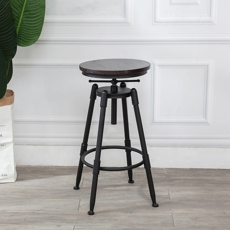 Modern Armless Rotatable Counter Stool Iron Cafe Bar Stool with Seat and Pedal Dark Brown Backless 1 Piece Clearhalo 'Bar Furniture' 'Bar Stools' 'bar_stools' 'furn' 'furn_bar_stools' 'Furniture' 'Kitchen & Dining Furniture' 6075762