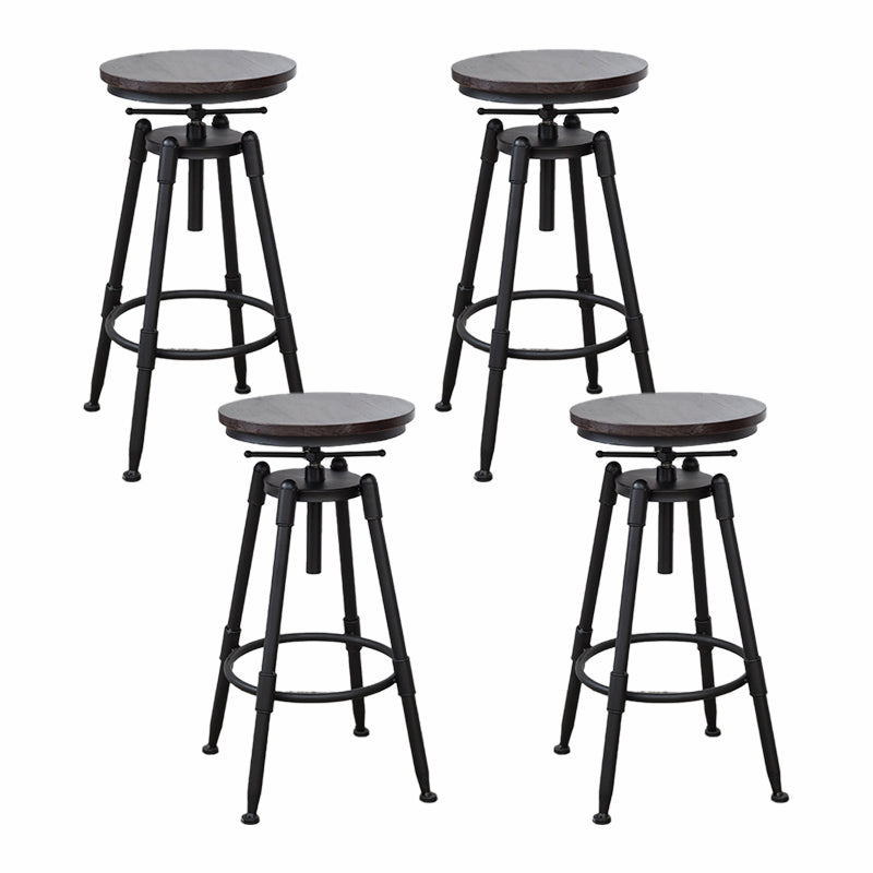 Modern Armless Rotatable Counter Stool Iron Cafe Bar Stool with Seat and Pedal Dark Brown Backless 4 Piece Set Clearhalo 'Bar Furniture' 'Bar Stools' 'bar_stools' 'furn' 'furn_bar_stools' 'Furniture' 'Kitchen & Dining Furniture' 6075766