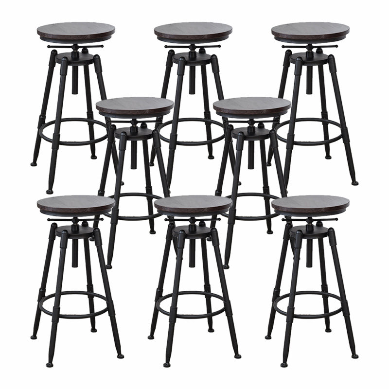 Modern Armless Rotatable Counter Stool Iron Cafe Bar Stool with Seat and Pedal Dark Brown Backless 8 Piece Set Clearhalo 'Bar Furniture' 'Bar Stools' 'bar_stools' 'furn' 'furn_bar_stools' 'Furniture' 'Kitchen & Dining Furniture' 6075769