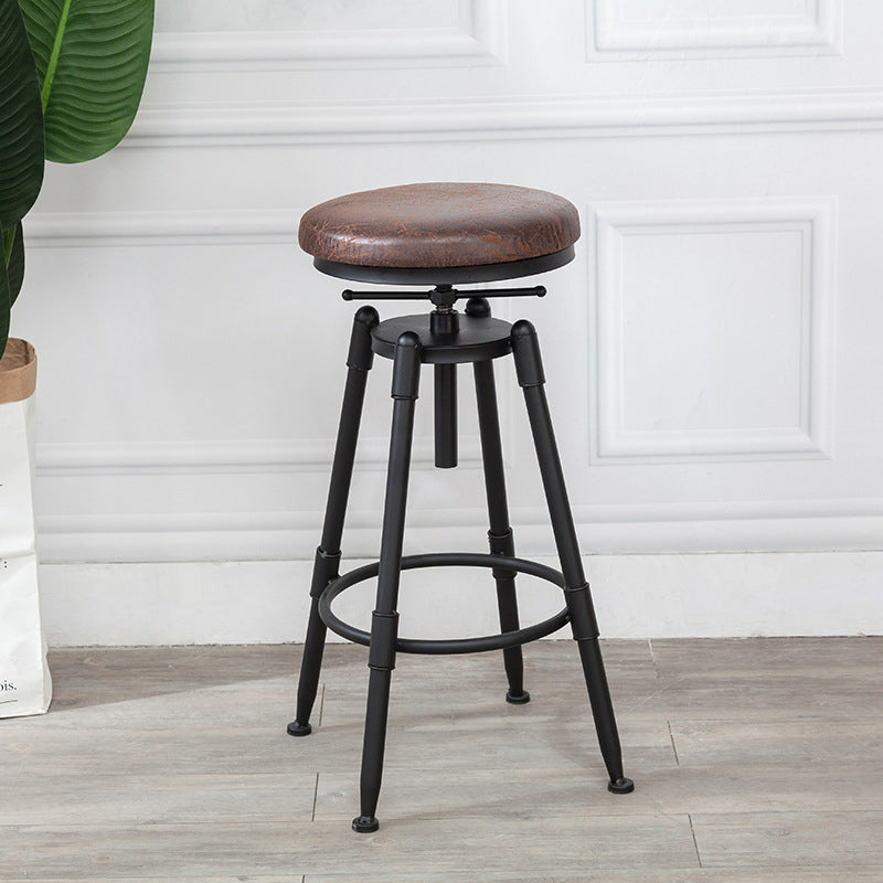 Modern Armless Rotatable Counter Stool Iron Cafe Bar Stool with Seat and Pedal Brown Backless 1 Piece Clearhalo 'Bar Furniture' 'Bar Stools' 'bar_stools' 'furn' 'furn_bar_stools' 'Furniture' 'Kitchen & Dining Furniture' 6075772