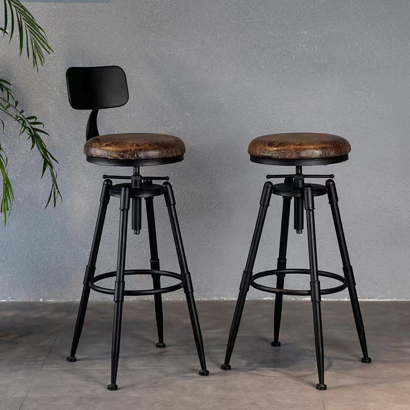 Modern Armless Rotatable Counter Stool Iron Cafe Bar Stool with Seat and Pedal Clearhalo 'Bar Furniture' 'Bar Stools' 'bar_stools' 'furn' 'furn_bar_stools' 'Furniture' 'Kitchen & Dining Furniture' 6075781