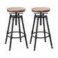 Modern Armless Rotatable Counter Stool Iron Cafe Bar Stool with Seat and Pedal Light Brown Backless 2 Piece Set Clearhalo 'Bar Furniture' 'Bar Stools' 'bar_stools' 'furn' 'furn_bar_stools' 'Furniture' 'Kitchen & Dining Furniture' 6075784