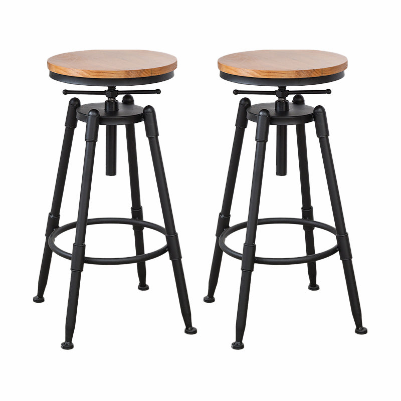 Modern Armless Rotatable Counter Stool Iron Cafe Bar Stool with Seat and Pedal Light Brown Backless 2 Piece Set Clearhalo 'Bar Furniture' 'Bar Stools' 'bar_stools' 'furn' 'furn_bar_stools' 'Furniture' 'Kitchen & Dining Furniture' 6075784
