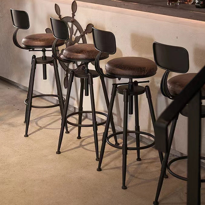 Modern Armless Rotatable Counter Stool Iron Cafe Bar Stool with Seat and Pedal Clearhalo 'Bar Furniture' 'Bar Stools' 'bar_stools' 'furn' 'furn_bar_stools' 'Furniture' 'Kitchen & Dining Furniture' 6075785
