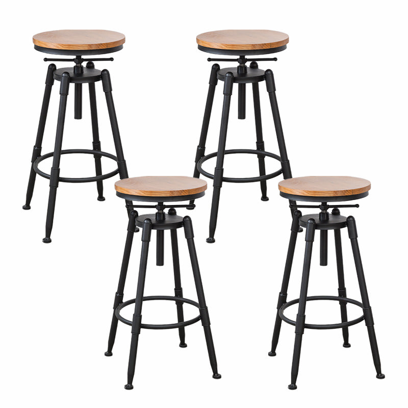 Modern Armless Rotatable Counter Stool Iron Cafe Bar Stool with Seat and Pedal Light Brown Backless 4 Piece Set Clearhalo 'Bar Furniture' 'Bar Stools' 'bar_stools' 'furn' 'furn_bar_stools' 'Furniture' 'Kitchen & Dining Furniture' 6075786