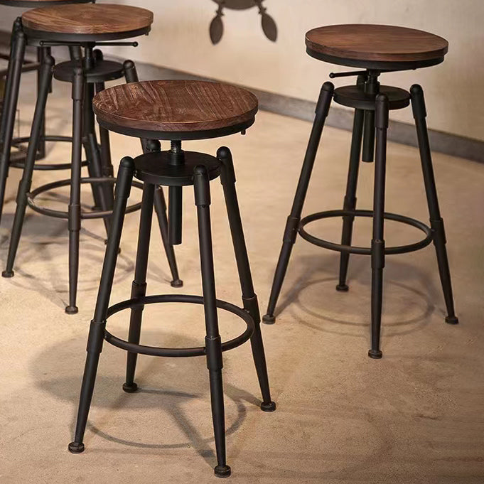 Modern Armless Rotatable Counter Stool Iron Cafe Bar Stool with Seat and Pedal Clearhalo 'Bar Furniture' 'Bar Stools' 'bar_stools' 'furn' 'furn_bar_stools' 'Furniture' 'Kitchen & Dining Furniture' 6075787