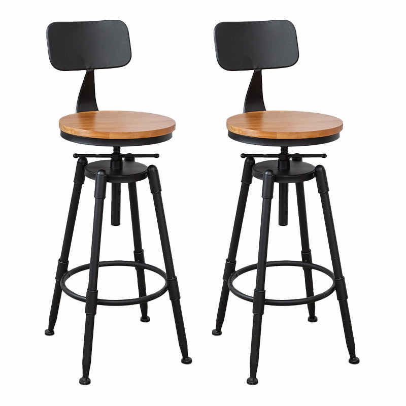 Modern Armless Rotatable Counter Stool Iron Cafe Bar Stool with Seat and Pedal Light Brown With Back 2 Piece Set Clearhalo 'Bar Furniture' 'Bar Stools' 'bar_stools' 'furn' 'furn_bar_stools' 'Furniture' 'Kitchen & Dining Furniture' 6075796