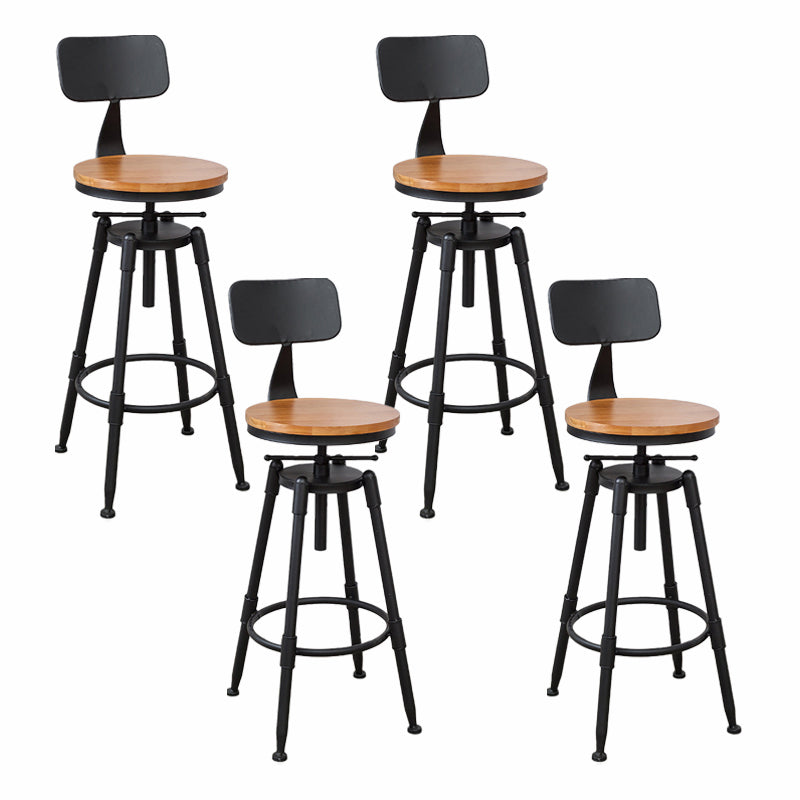 Modern Armless Rotatable Counter Stool Iron Cafe Bar Stool with Seat and Pedal Light Brown With Back 4 Piece Set Clearhalo 'Bar Furniture' 'Bar Stools' 'bar_stools' 'furn' 'furn_bar_stools' 'Furniture' 'Kitchen & Dining Furniture' 6075797