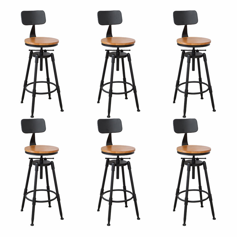 Modern Armless Rotatable Counter Stool Iron Cafe Bar Stool with Seat and Pedal Light Brown With Back 6 Piece Set Clearhalo 'Bar Furniture' 'Bar Stools' 'bar_stools' 'furn' 'furn_bar_stools' 'Furniture' 'Kitchen & Dining Furniture' 6075798