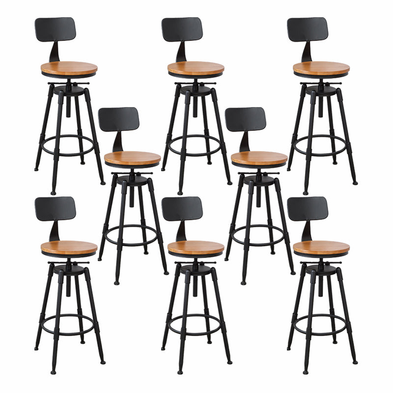 Modern Armless Rotatable Counter Stool Iron Cafe Bar Stool with Seat and Pedal Light Brown With Back 8 Piece Set Clearhalo 'Bar Furniture' 'Bar Stools' 'bar_stools' 'furn' 'furn_bar_stools' 'Furniture' 'Kitchen & Dining Furniture' 6075799
