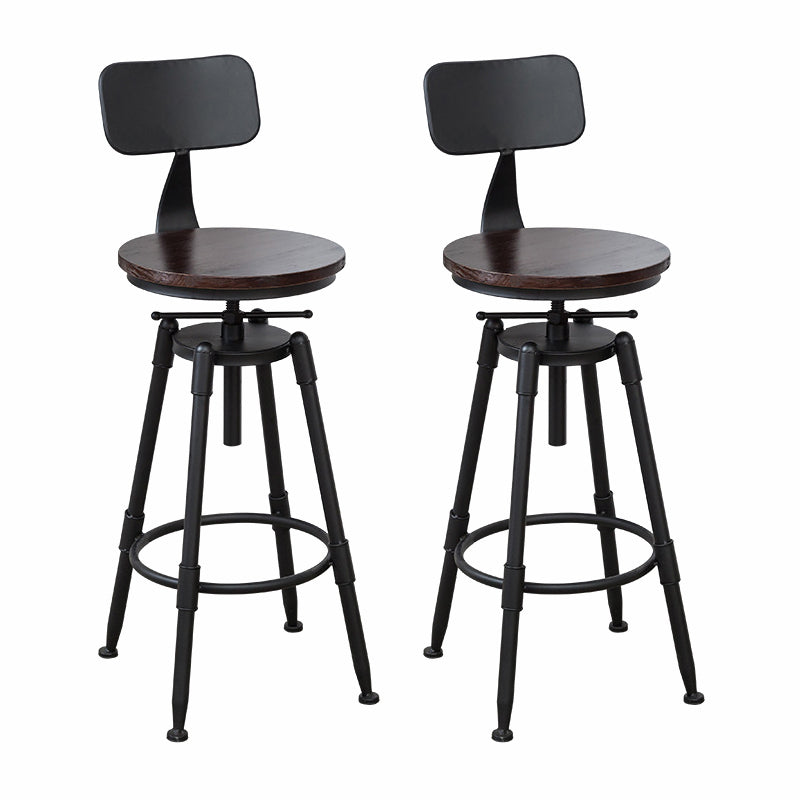 Modern Armless Rotatable Counter Stool Iron Cafe Bar Stool with Seat and Pedal Dark Brown With Back 2 Piece Set Clearhalo 'Bar Furniture' 'Bar Stools' 'bar_stools' 'furn' 'furn_bar_stools' 'Furniture' 'Kitchen & Dining Furniture' 6075801