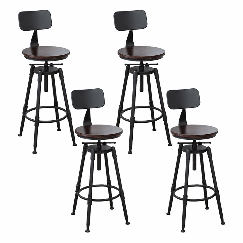 Modern Armless Rotatable Counter Stool Iron Cafe Bar Stool with Seat and Pedal Dark Brown With Back 4 Piece Set Clearhalo 'Bar Furniture' 'Bar Stools' 'bar_stools' 'furn' 'furn_bar_stools' 'Furniture' 'Kitchen & Dining Furniture' 6075802