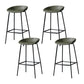 Modern Leather Counter Bar Stool Black Base Footrest Low Back Counter Stool