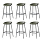 Modern Leather Counter Bar Stool Black Base Footrest Low Back Counter Stool